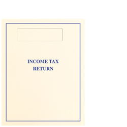 Tax Return Folder with Official 1040 Window and Top-Staple Tab - Ivory & Blue or Black (OTOPXX)