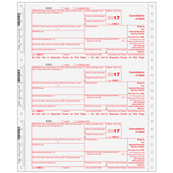 1099-C Cancellation of Debt - 3up - 4 Part - Carbonless (CC054)
