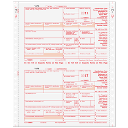 1099-R 2up Distributions From Pensions, etc. - 6 part Carbonless (CR056)