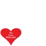We Love Referrals!' Heart-Shaped Label (Red) (ST15)