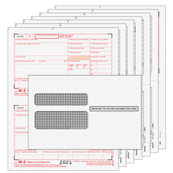 W-2 Set - 2up Preprinted for up to 50 filings with envelopes - 6 part (W2TRD6E50)